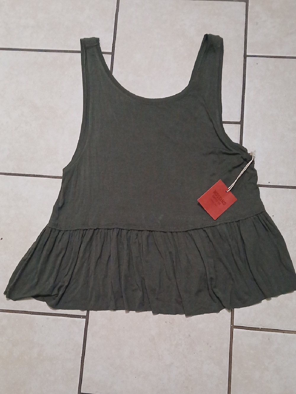 *MUST BE BUNDLED* MOSSIMO SUPPLY CO. Womens Size M Olive Ruffle-Hem Tank NWT